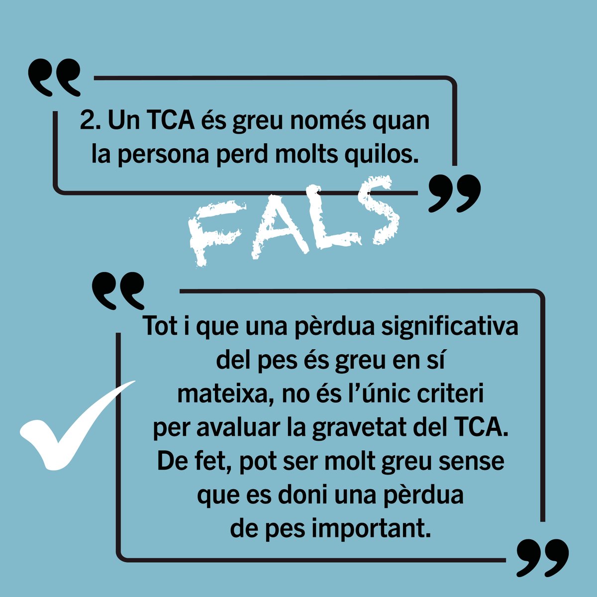 AcabCatalunya's tweet photo. Actualment se sap més sobre els trastorns de la conducta alimentària que fa uns anys, però existeixen algunes falses #creences sobre aquestes malalties que és necessari eliminar per aconseguir una bona comprensió d’aquests.
Veritats i mentides dels #TCA:
https://t.co/UwXkq9AHuy https://t.co/g49YYmJhaF