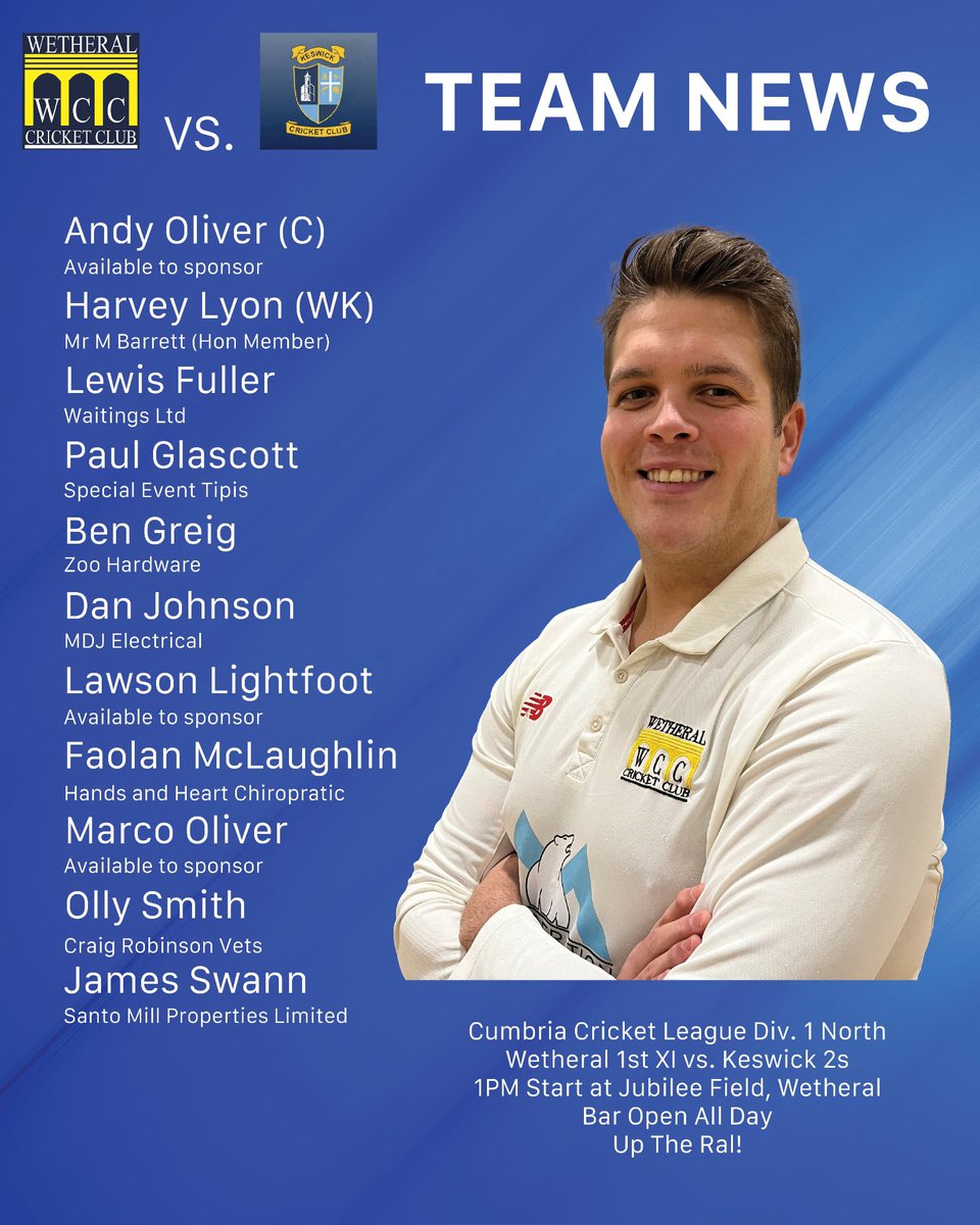 WetheralCC's tweet image. Our teams for this weekend!

A busy bank holiday weekend ahead, lots of cricket as we head into the last few weeks of the season. 

Up the Ral! 🧙‍♂️