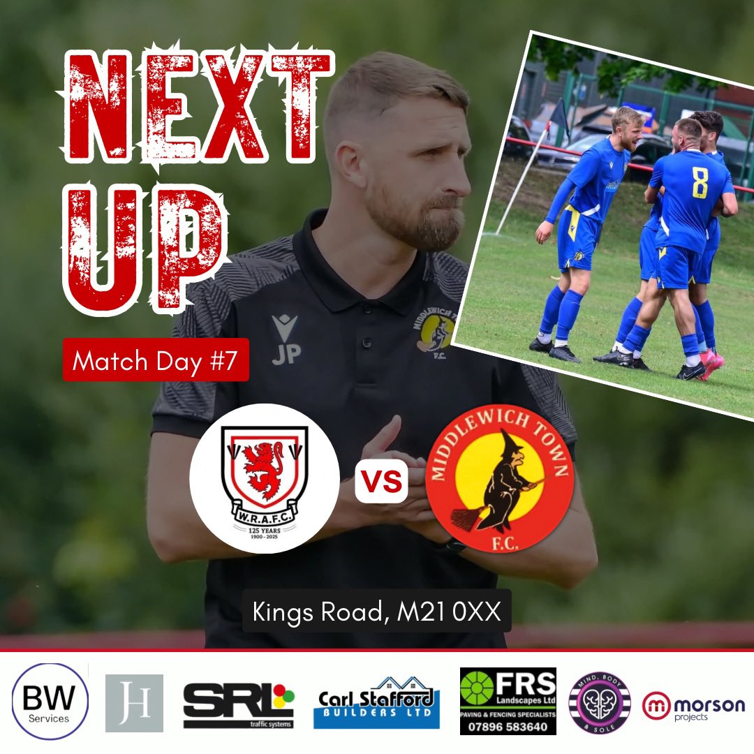 Middlewich Town FC (@middlewichfc) on Twitter photo No rest for the wicked as we’re right back to it tomorrow with a tough away trip.
🔴⚫️⚽️
🆚 <a href="/WRAFC1stTeam/">Whalley Range AFC</a>
📆 Sat 23rd August
🏟 Kings Road
🏆 <a href="/CheshireFL/">Cheshire Football League ⚽️</a> Premier Division
⏰ 2pm KO
#upthewitches🧙🏻♀️ No rest for the wicked as we’re right back to it tomorrow with a tough away trip.
🔴⚫️⚽️
🆚 <a href="/WRAFC1stTeam/">Whalley Range AFC</a>
📆 Sat 23rd August
🏟 Kings Road
🏆 <a href="/CheshireFL/">Cheshire Football League ⚽️</a> Premier Division
⏰ 2pm KO
#upthewitches🧙🏻♀️