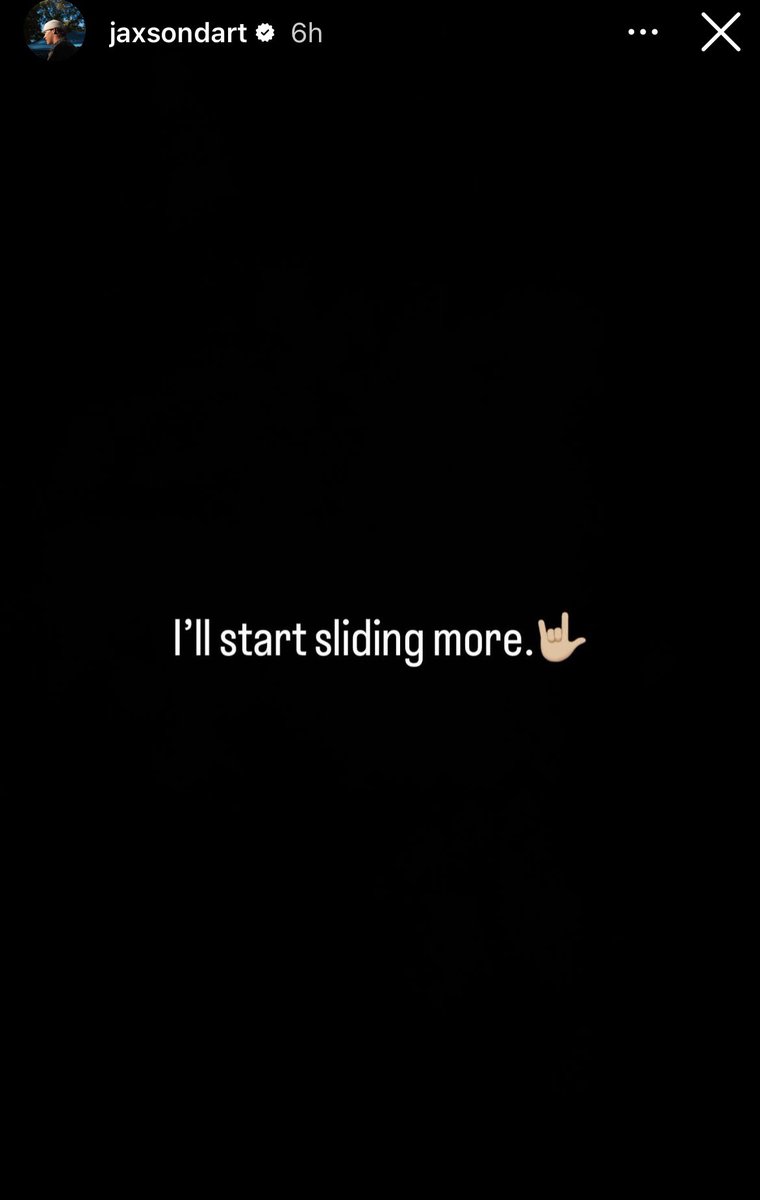 Jaxson Dart’s late night message to all those begging him to do so (via Dart IG)