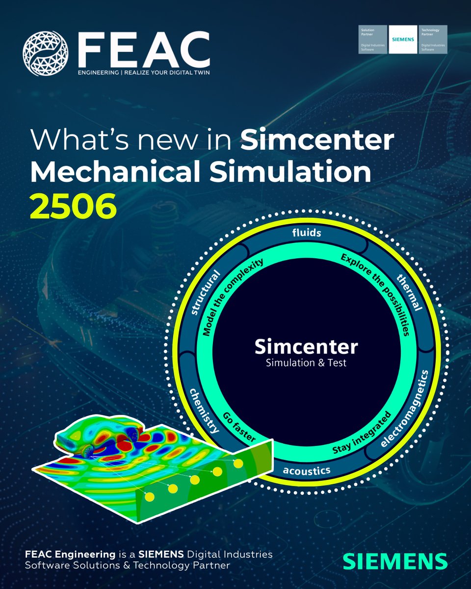 FEACEngineering's tweet image. At FEAC Engineering, we’re always excited to see how the latest Siemens Digital Industries Software Simcenter releases empower engineers to innovate with confidence. 

📷 Read the full Siemens blog here:
blogs.sw.siemens.com/simcenter/what…