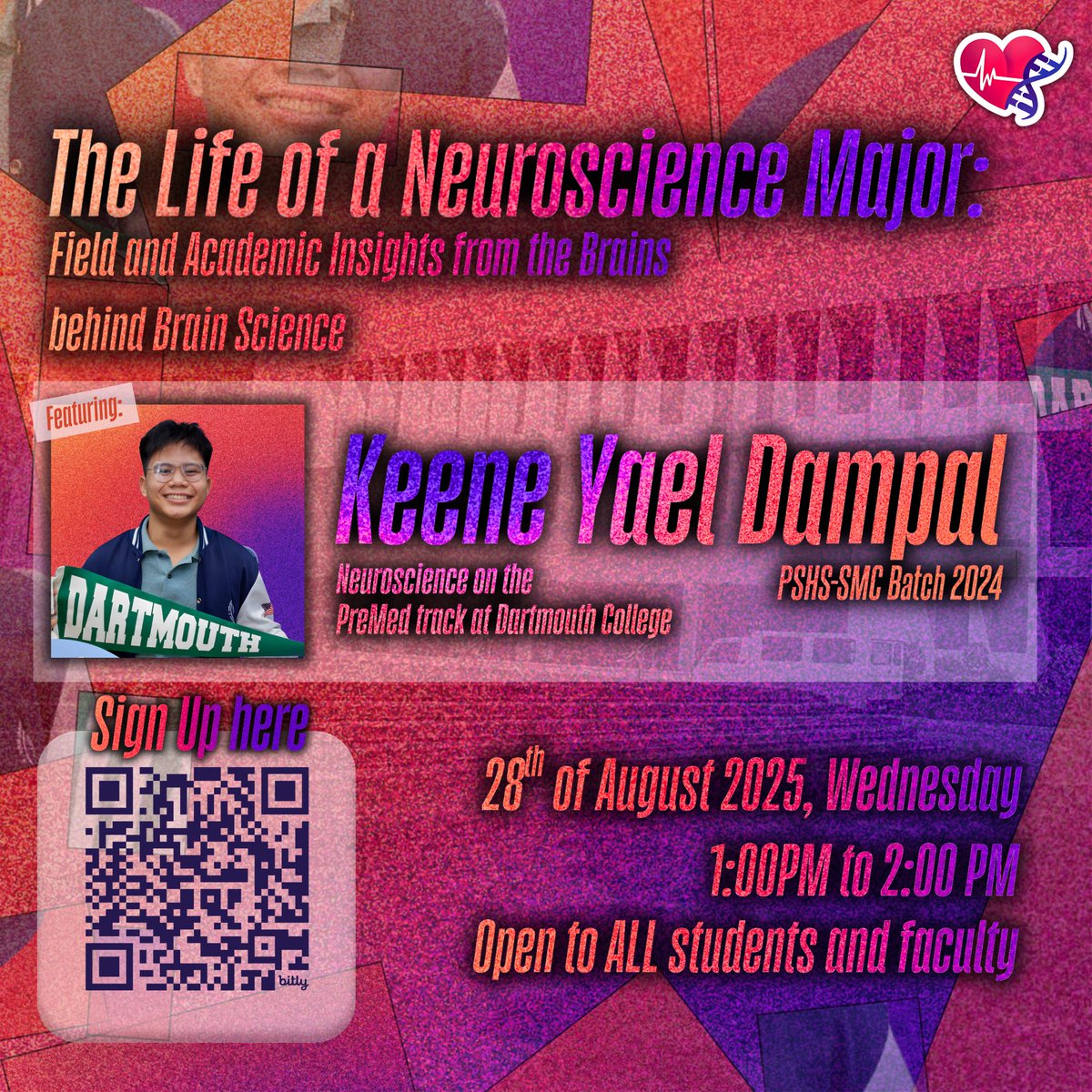 pisaymckaryo's tweet photo. And, baby, that's neurosci for you~ 🫵💥

 What's up, Pisay! Karyo would like to invite all students and faculty to join us on a literally mind-boggling session entitled:  

'The Life of a Neuroscience Major: Field and Academic Insights from the Brains behind Brain Science' 🧠🧑‍🔬 https://t.co/AlnMyXqvrs