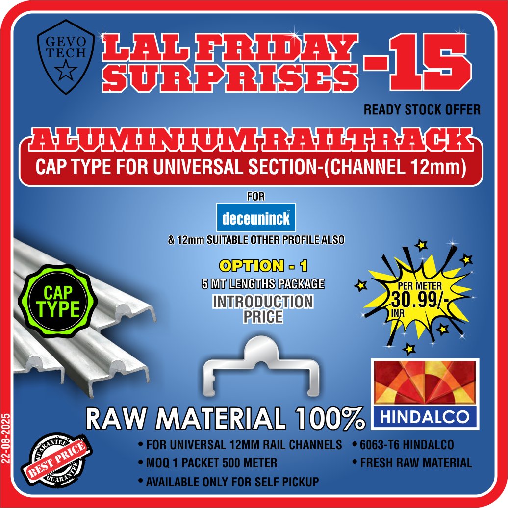 DOCTORWINDOW_IN's tweet image. GEVO TECH ALUMINIUM RAILTRACK CAP TYPE FOR UNIVERSAL SECTION (CHANNEL 12mm)

#railtrack #aluminiumraltrack #doctorwindow #soulofwindows #besthardware #hardwareaccessories #door #hardware #window