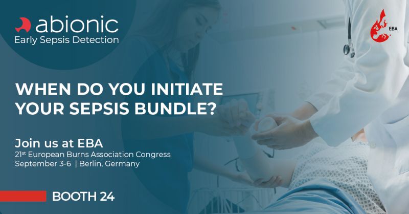 ICU Management (@icu_management) on Twitter photo Join <a href="/Abionic_EN/">Abionic_EN</a> at EBA, Berlin, Sept 3-6, Booth #24. Stefanie Scheurer (Germany Commercial), Soraya Hannane (Medical Affairs Director) and Iwan Märki (CTO & co-founder) share insights on Early Sepsis Detection in Burn Patients. Register: iii.hm/1wt5 #PSP Join <a href="/Abionic_EN/">Abionic_EN</a> at EBA, Berlin, Sept 3-6, Booth #24. Stefanie Scheurer (Germany Commercial), Soraya Hannane (Medical Affairs Director) and Iwan Märki (CTO & co-founder) share insights on Early Sepsis Detection in Burn Patients. Register: iii.hm/1wt5 #PSP