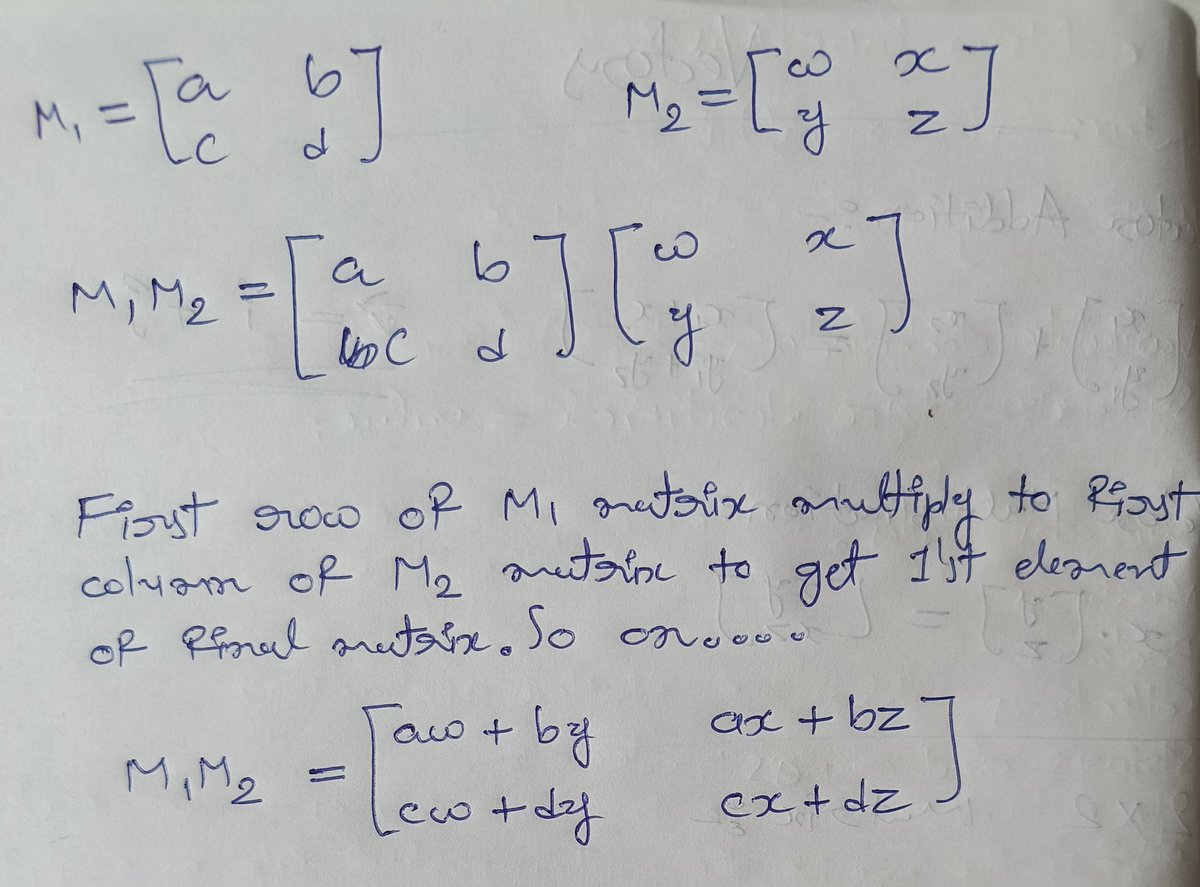 SmitPipaliya6's tweet image. Can someone confirm my explanation of 2x2 matrix multiplication? #MathForML