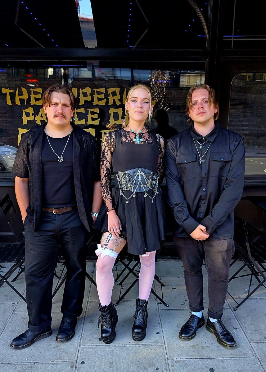 AirDrawnDagger_'s tweet photo. 💙

Big love to @Mascot_Records for having us at their summer social last night &amp; @killstar for the garments. 🙏

This is the Church of Dagger. https://t.co/7NSG7xbzCc