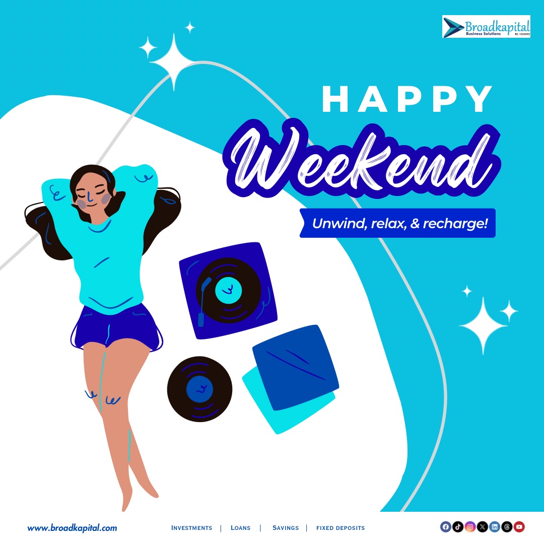 broadkapital's tweet photo. The weekend is here 🎉
Take some time to rest, recharge, and enjoy the little things that make you happy. 💙

At Broadkapital, we’re always here to help you make the most of your week—through smart investments, loans, savings, and fixed deposits. https://t.co/OKM1NK6Ktd
