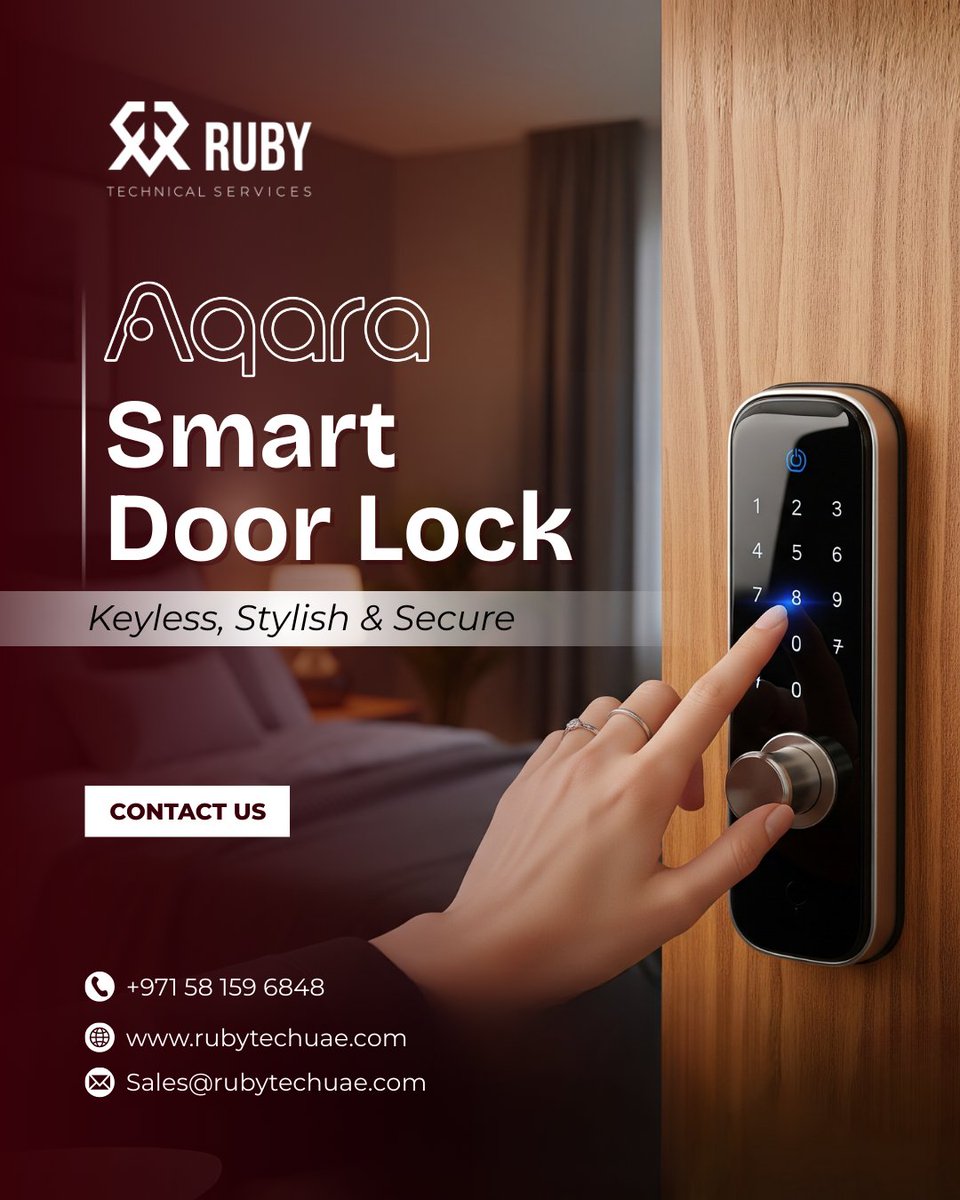 rubytechuae's tweet image. 🔒 No more keys, only style & security!
Upgrade to Aqara Smart Door Lock with Ruby Technical Services.
📞 Contact Us: +971 58 159 6848
Visit: rubytechuae.com
#RubyTech #SmartLock #HomeSecurity #UAE #TechUpgrade