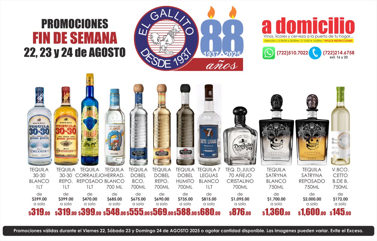 vinoselgallito's tweet image. Finde
#torres10 #bombaysapphire #creyente #amaras #satryna #bacardi #appleton #haciendadetepa #cuervotradicional #grancentenario #corralejo #herradura #maestrodobel #7leguas #donjulio70 #cetto #freixenet #mariatinto #stolichnaya #jimbeam #johnniewalker #jackdaniels #amigallitos
