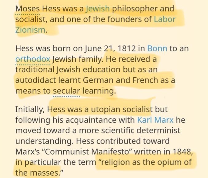 IsraelMadeISIS's tweet photo. @mschlapp What about the fact that it was the failure of Christian values you had to restandardize in Europe/etc that lead to Marx and Hess(Jewish socialists living in Christian Enlightenment Europe— whom created Zionism and Communism)

Communism was made by people like you https://t.co/62AGQLHsxW