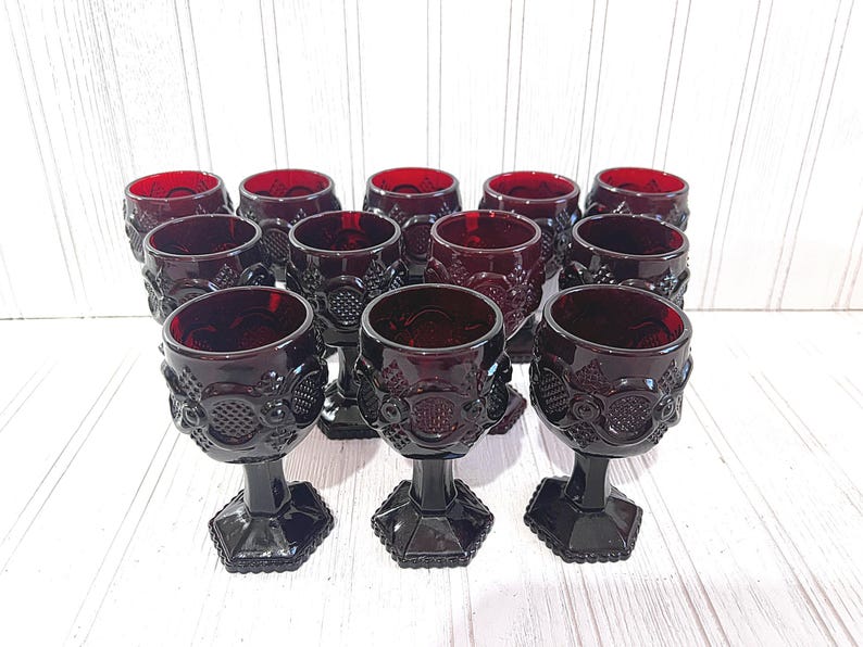 Vintage Avon Ruby Red 1876 Cape Cod Wine Glasses Set of 12 Holiday Drinkware Decor Formal Dining Wedding Bridal Xmas Gifts for Her Him
etsy.com/listing/183556… #mamboteam