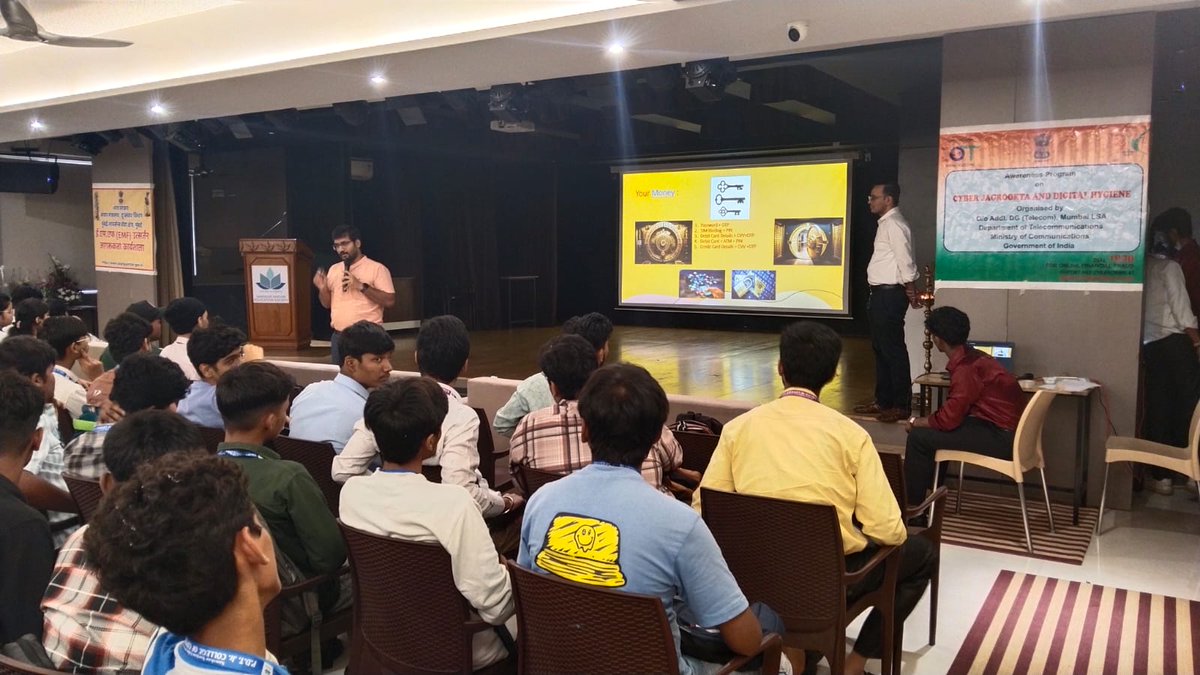 syknit's tweet photo. Conducted a session on Sanchar Saathi awareness at DTSS College with 200+ students &amp; faculty. Citizen services were demonstrated, cyber hygiene discussed, telecom’s role in ease of life highlighted &amp; myths around EMF from telecom towers were busted.  @DoTMumbaiLSA #sancharsaathi https://t.co/OUYFqkbi89