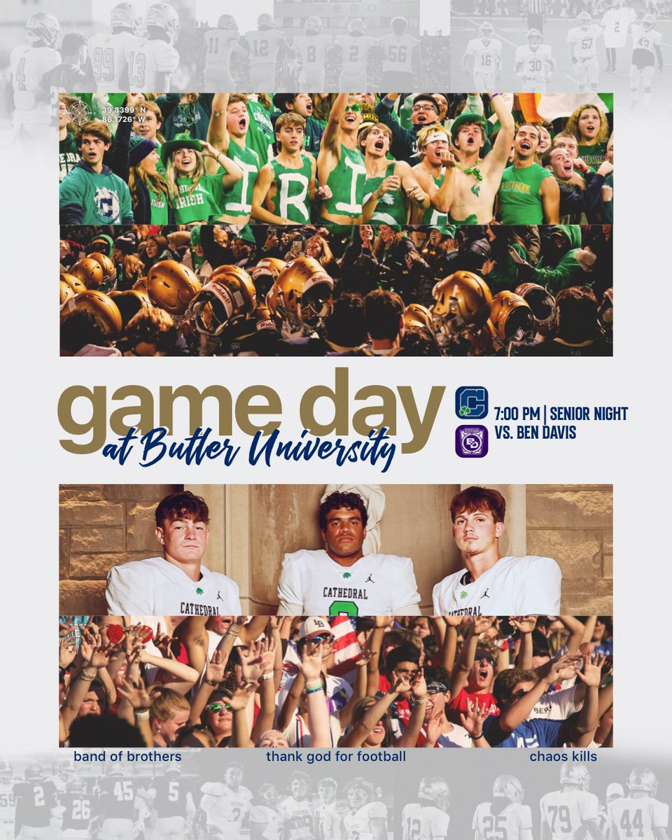☘️Irish Football Friday☘️

Week 1 vs Ben Davis
📍 - Butler University 
⌚️ - 7pm
📻 - iheart.com/live/905?cmp=i…

#HereComeTheIrish