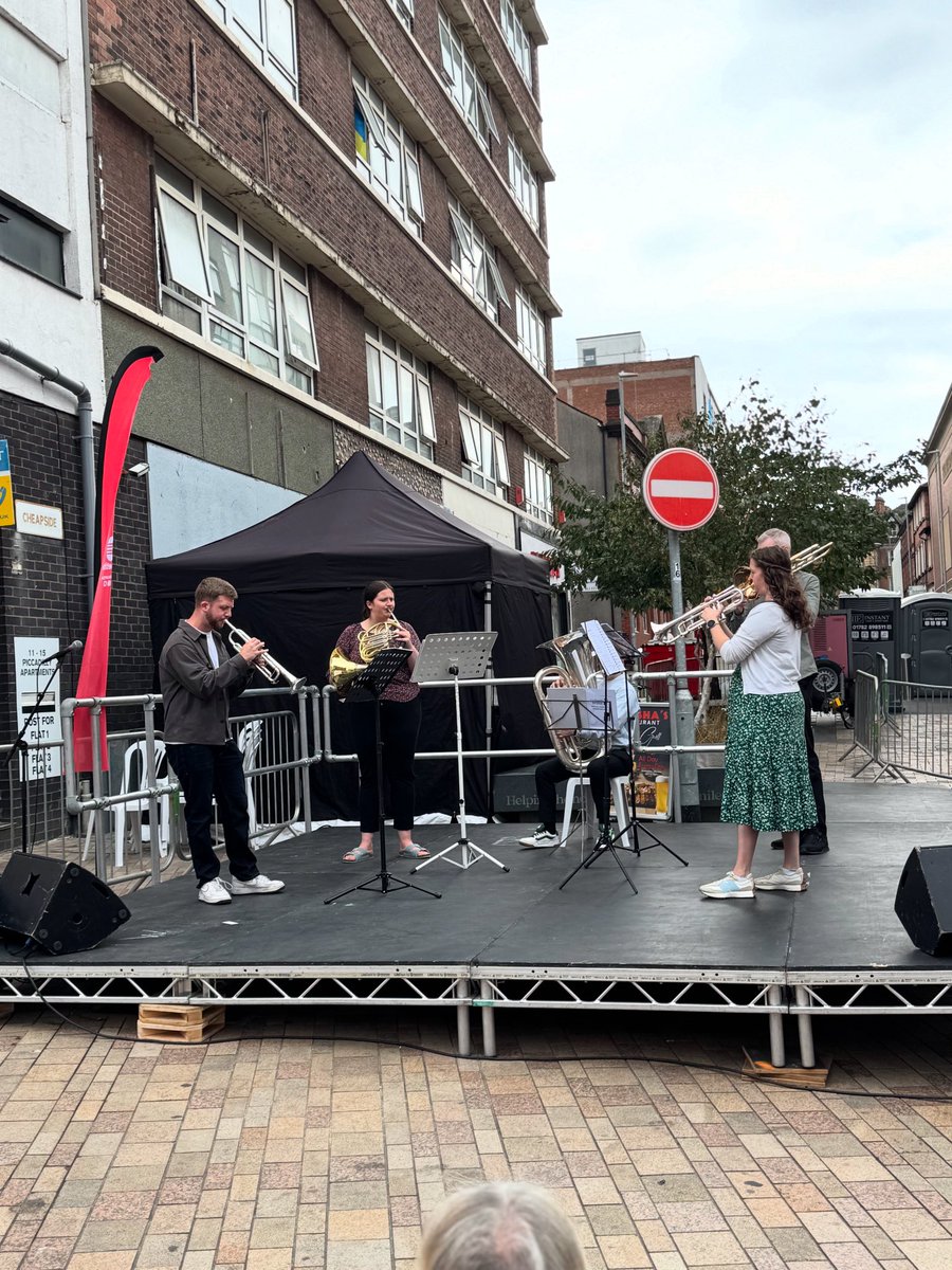 TheCSSO's tweet image. The CSSO Brass Quintet is live now at the Picadilly Stage in Hanley as part of this year’s Big Feast! Come and say hello 😃 🎵 

@appetitestoke