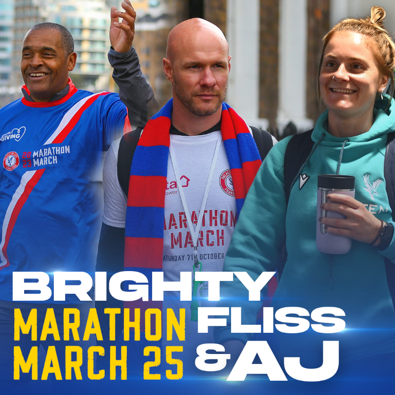 PalaceForLife's tweet photo. Three Palace icons will be walking with YOU at the Marathon March! 

Join us on the 11th October to hear their stories, connect with more Palace fans and support South London ❤️💙