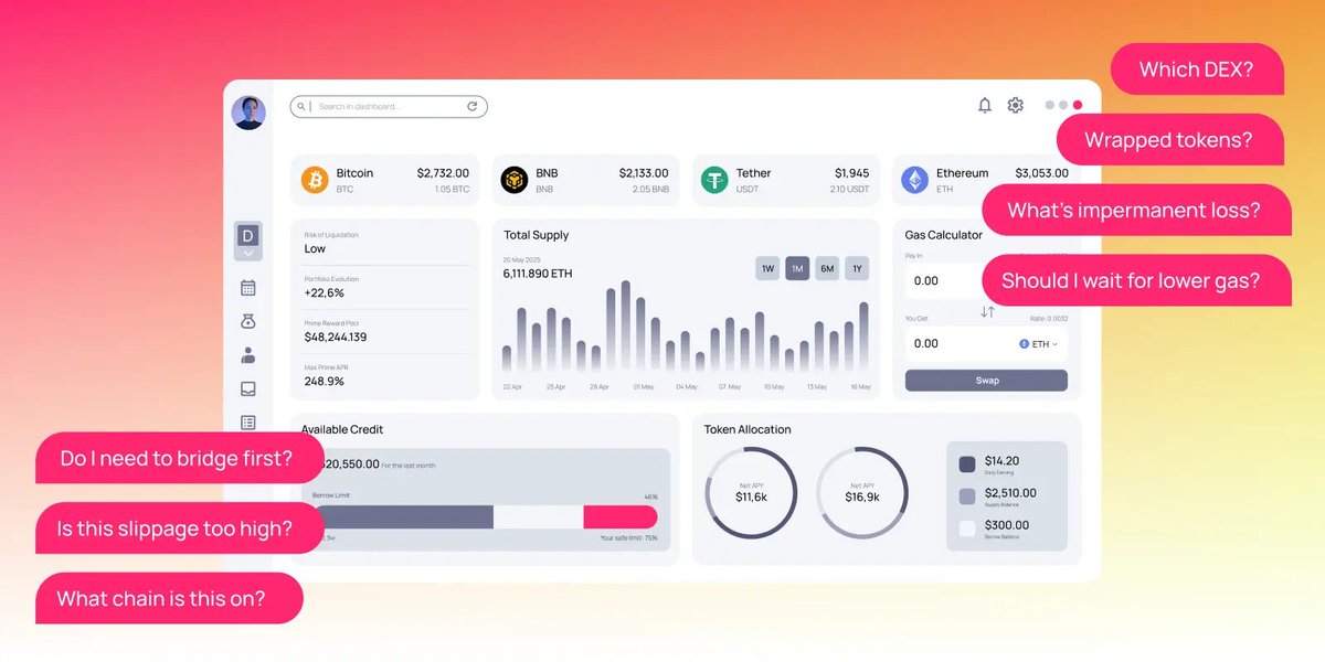 SunsetLabsBD's tweet image. 🤖 DeFAI: Como a Inteligência Artificial pode desbloquear o DeFi para todos

📉 Hoje, apesar de trilhões movimentados, o DeFi ainda é complexo e pouco acessível. Mas uma nova abordagem pode mudar isso: agentes de IA descentralizados (DeFAI).
