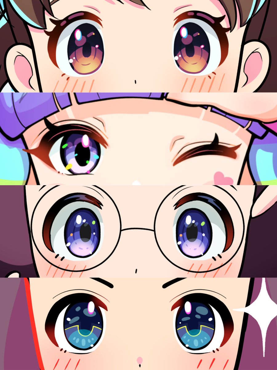 #このタグを見た人は自分の絵の目部分をのせる
カラフルな目が好きです😊💕