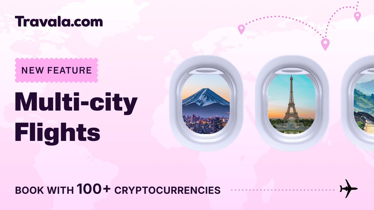 ICYMI: our new Multi-city Flights feature is LIVE ✈️

Planning a trip isn’t always just A to B.

Multi-city Flights let you build the itinerary of your dreams 😍

Book with 100+ crypto &amp; traditional options.

Now available for desktop users.

Book now 👉 travala.com/flights