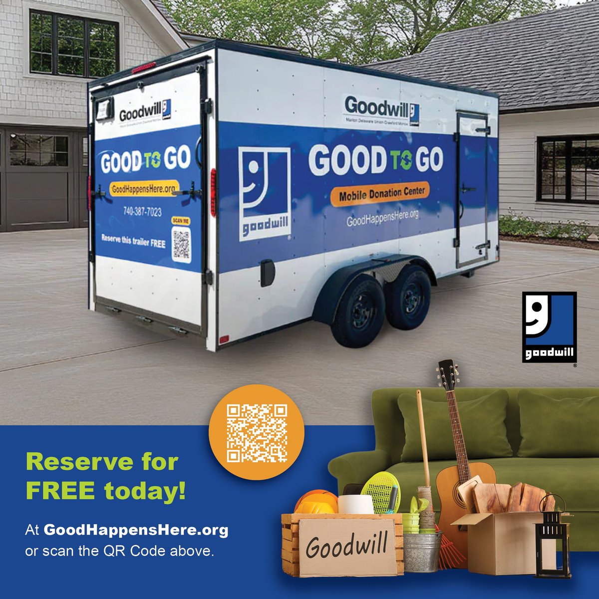 MarionGoodwill's tweet photo. 📦 Declutter with Purpose—Right from Your Driveway! Clear space and help others with Goodwill’s Mobile Donation Center. ✅ Delivered to you ✅ Parked 3–4 days for free ✅ You fill it, we pick it up! Ready to schedule? Visit https://t.co/iA6YxlvZ1X #DonateStuffCreateJobs https://t.co/pSH89M2yjy