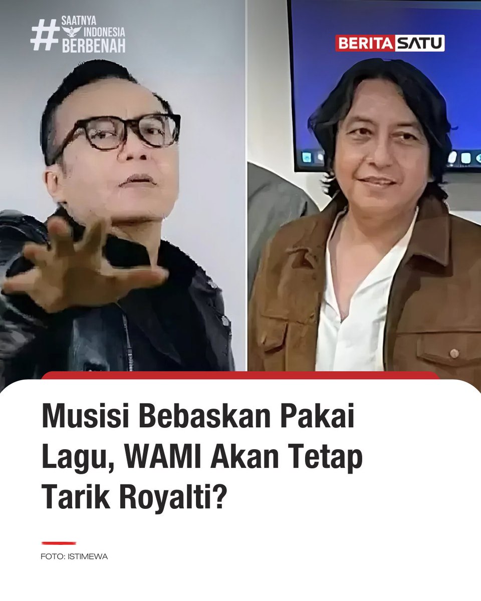 Beritasatu's tweet photo. Lembaga Manajemen Kolektif Wahana Musik Indonesia (LMK WAMI) akan tetap menarik royalti meski sejumlah artis membebaskan pembayaran royalti.

Selalu update di BeritaSatu TV, https://t.co/12KzHzdIDJ, dan Youtube BeritaSatu!

#RoyaltiMusik #WAMI #SaatnyaIndonesiaBerbenah #BeritaSatu