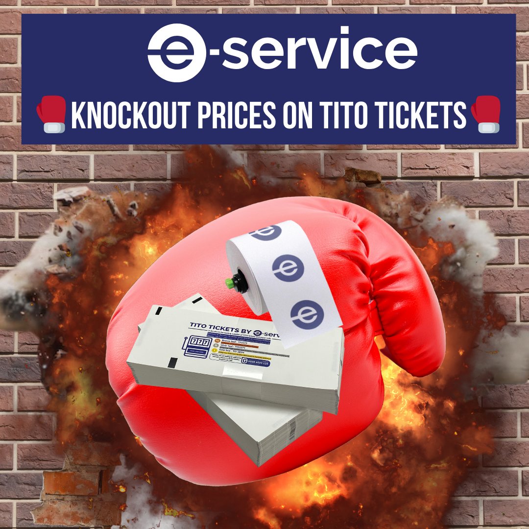 EServiceUK's tweet image. 🥊 Knockout Prices on TITO Tickets 🥊
We’ll beat any genuine quote* on blank or branded tickets.
✅ Stock ready
✅ Multi-site delivery
✅ Custom branding

Call 01707 280050 or 📩 sales@e-service.co.uk

#EService #TITOTickets #KnockoutPrices #BeatTheQuote #GamingIndustry…