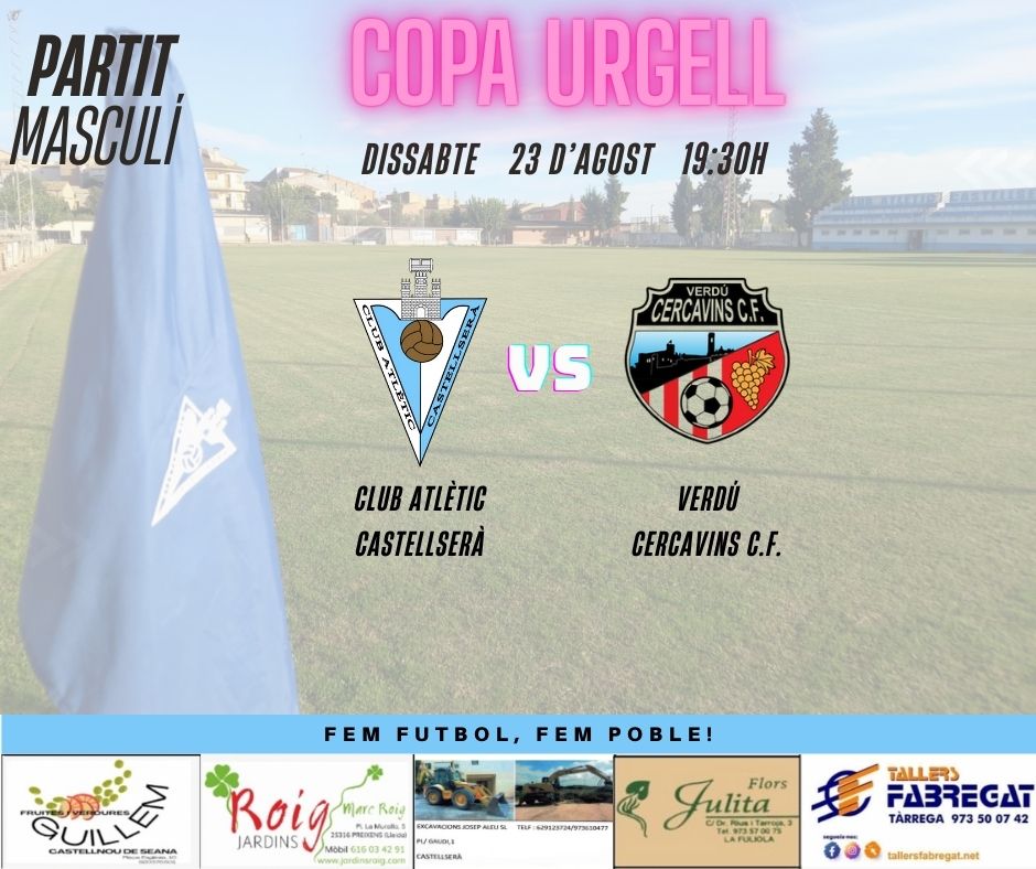 Demà dissabte juguem el primer partit de la pretemporada!!
Us esperem a tothom a les 19:30h en el que serà el tret d'inici a la #copaUrgell.
Primer el Castellserà, després ja mirareu el Barça!