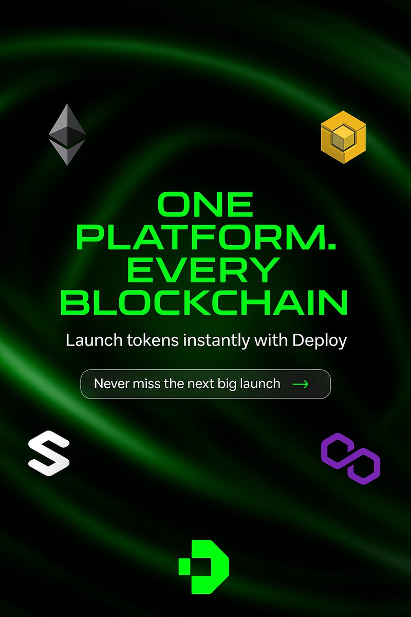 Dp_app's tweet image. 🚀 One Platform. Every Blockchain.
Deploy is the multi-chain launchpad built for the next generation of token creators.

✅ No-code launches
✅ Instant liquidity
✅ Fair &amp;amp; secure
✅ Cross-chain visibility

Never miss the next big launch.
👉 dp.app