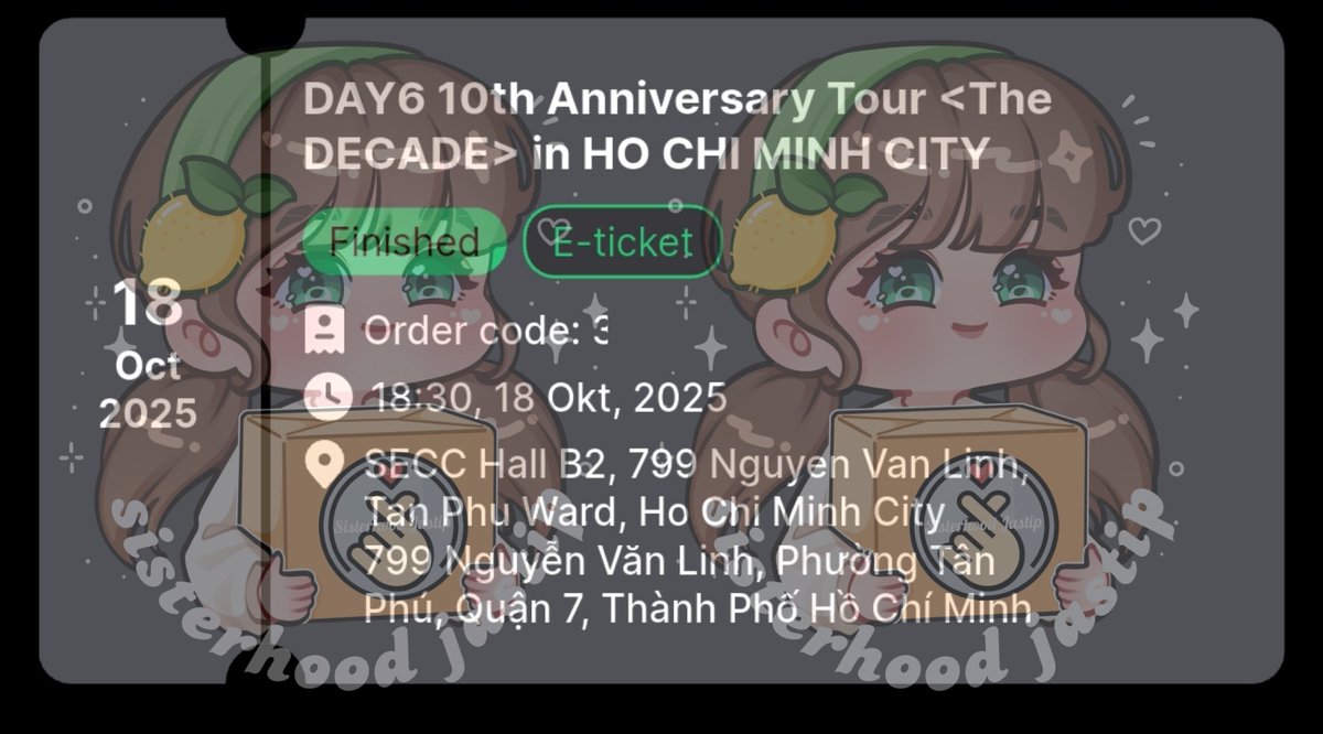 📌 [Testimoni Jastip War Tiket]

TIDAK DIJUAL!!!!!! NOT FOR SALE!!!!!!!

— DAY6 10th Anniversary Tour in Ho Chi Minh City, Vietnam

• VIP C (1 tix)

Thank you for trusting us! ✨️
#SHJ_Tiket #DAY6 #SUNGJIN #YOUNGK #WONPIL #DOWOON