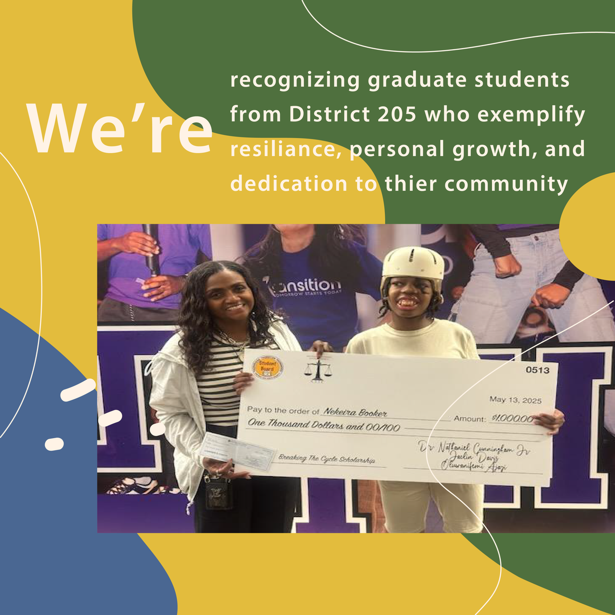 CookSJJC's tweet photo. ๐ Scholarships were announced for District 205 graduating seniors who exemplify resilience, personal growth, and service to their community.
#BreakingTheCycle #MentalHealthAwareness #YouthVoices #CommunitySupport #SJJC #CCSJJC #southcookcounty #chicago #ResilientYouth https://t.co/AS471GbQoB