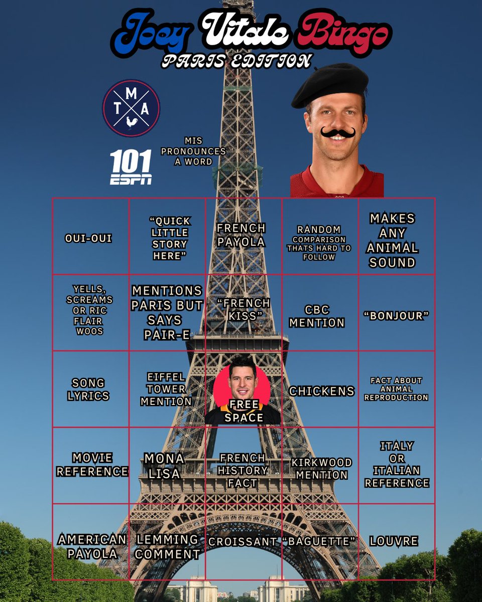 Come play a special game of Joey Vitale Bingo Paris Edition today at 8:15 on <a href="/101espn/">101 ESPN St. Louis</a>