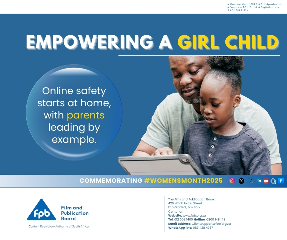 Online safety starts at home!
Parents, your guidance and example play a powerful role in protecting children in the digital world.

As we commemorate #WomensMonth, let us empower the girl child by creating safe, supportive spaces, both online and offline.