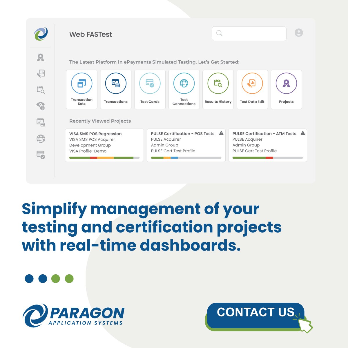 ParagonEdge's tweet image. ⌛ Project delivery timeframes stretching out to forever? Simplify your testing and certification projects with real-time dashboards. ⏱️ 

Talk to us about how to speed things up: hubs.li/Q03CYSz10

#fastertesting #bettertesting #testingautomation