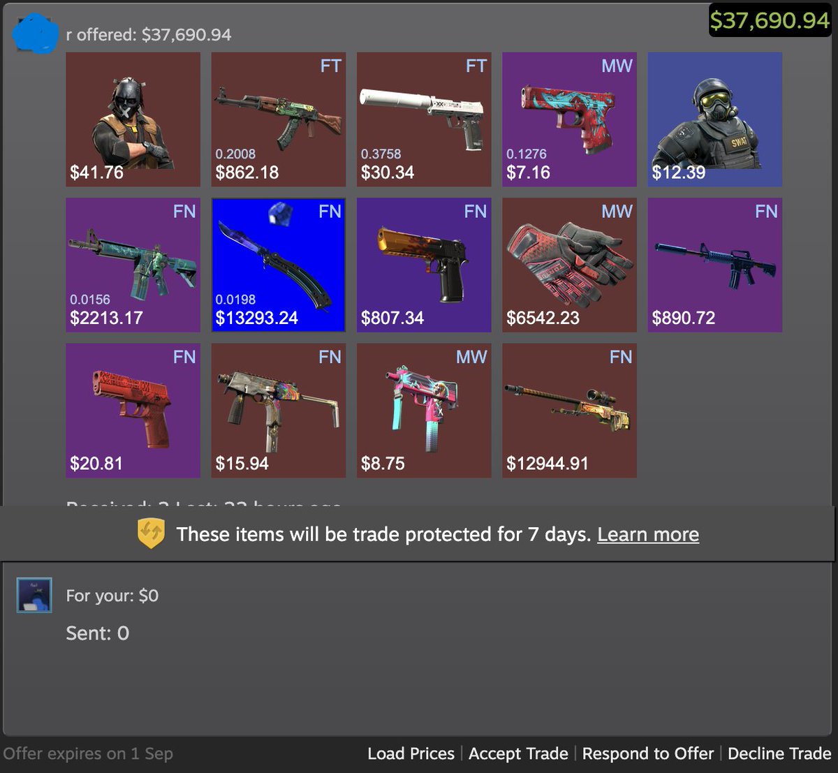 Another cheeky $37,000 USD inventory cash out🤠

I am always buying/selling and sourcing skins for crypto!

📩