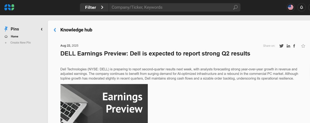 Dell Technologies (DELL) is preparing to report second-quarter results next week, with analysts forecasting strong year-over-year growth in revenue and adjusted earnings. <a href="/Dell/">Dell</a> 
#dell #datacenter #earnings #hardware #PC #AI

app.asai.alphastreet.io/test-drive/kno…