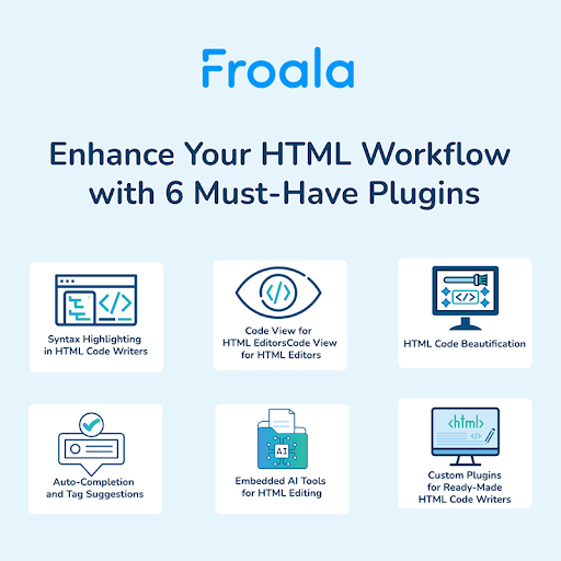 froala's tweet image. Boost your coding workflow! ⚡
Here are 6 powerful HTML code writer plugins to enhance your editing.

👉 bit.ly/45L6j1n 

#HTMLEditor #WebDev #Coding