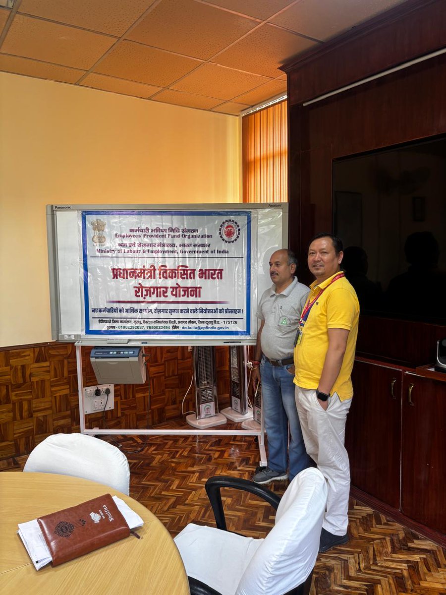 Awareness programs on Pradhan Mantri Viksit Bharat Rozgar Yojana held at M/s. A. D.Hydro Power Ltd Kullu &amp; M/s Veagle Enterprises, Shimla, Himachal Pradesh
<a href="/socialepfo/">EPFO</a>
<a href="/LabourMinistry/">Ministry of Labour & Employment, GoI</a>
<a href="/ZOPBHP/">EPFO ZO CHANDIGARH</a>
#pmviksitbharatrozgaryojana #pmvbry #epfowithyou #employmentgeneration