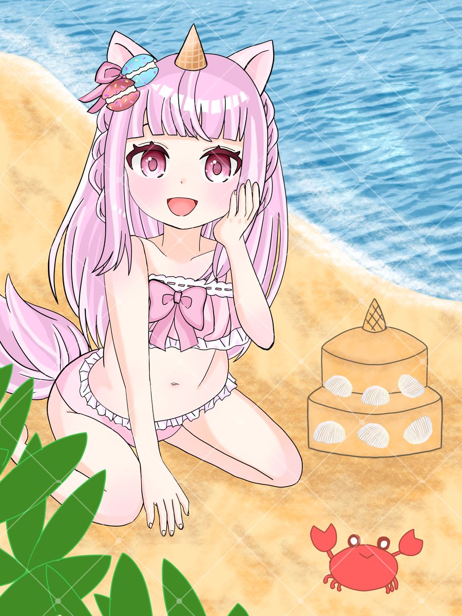 🎀 #パネル開け達成 🎀
沢山応援してくれてありがとう！！

恋羽の水着姿、どうかな？
想像通りだったかな？

イラスト→恋羽作 

 #IRIAM新人ライバー   #IRIAM海開き