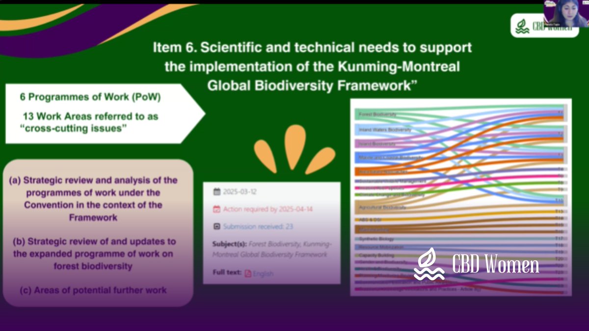 cbd_wc's tweet image. ✨Recap of Session 2 of the #CBDWCTraining!
Yesterday, participants dove into #SBSTTA27 items 4–5-6
🌿 Exchanged queries, shared experiences and challenges, explored knowledge gaps, and discussed gender-responsive policies through interactive exercises.
#CBDWomensCaucus