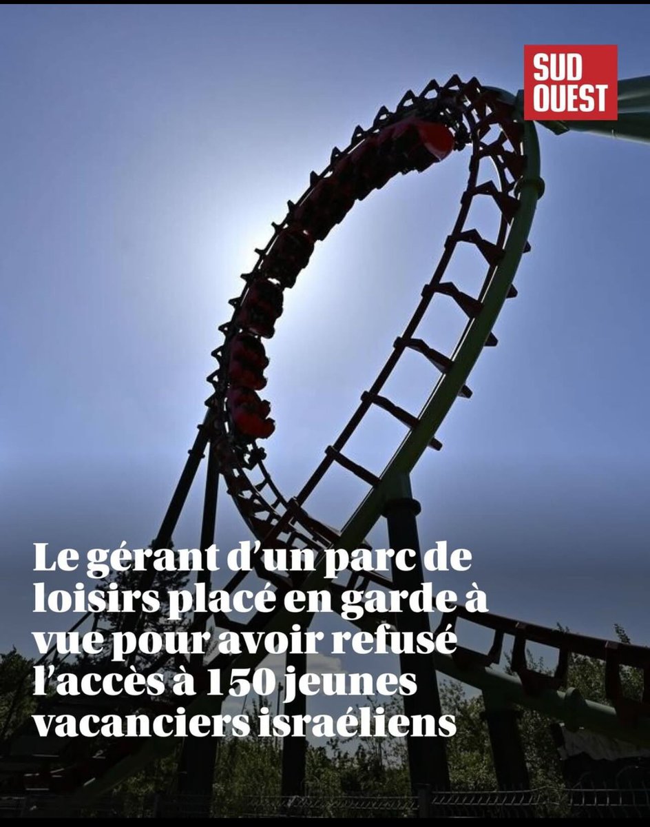 Vous avez entendu parler du parc de loisirs qui aurait refusé 150 jeunes vacanciers israéliens ?
En réalité, le parc était fermé au public à cause des intempéries… voilà voilà.
Encore une affaire de victimisation mythomane montée par les soutiens du #GazaGenocide #antisémitisme.
