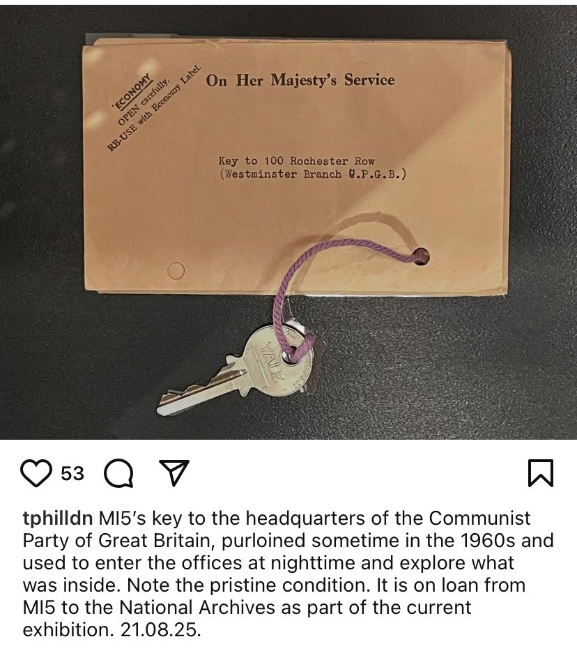 ColdWarPod's tweet image. #MI5 ‘s key to the Westminster branch of the Communist Party of Great Britain.