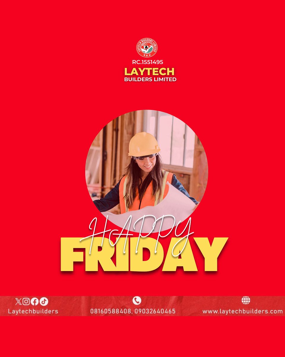 Laytechbuilders's tweet photo. Happy Friday!
Wishing you a restful weekend and renewed energy for the week ahead.
#TGIF #Teamwork #LAYTECHBuilders
π https://t.co/TXF3hBgSXR https://t.co/4HF3Dekd4o