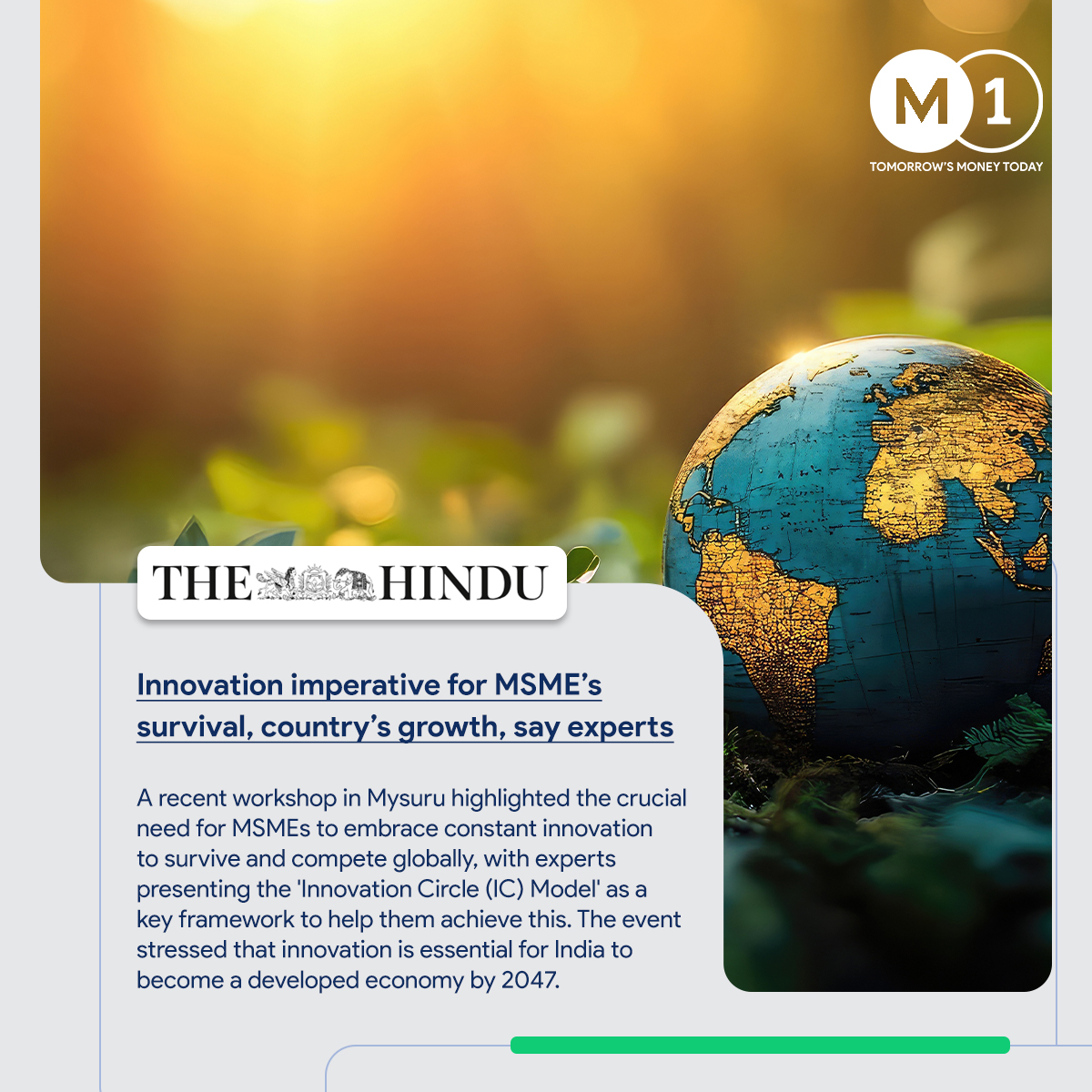 This week on #M1XchangeWeeklyWrap:
1. 1L+ MSMEs on platform by next fiscal
2. Auto industry’s growth push
3. Innovation key for MSMEs &amp; India
4. Infra &amp; power top MSME concerns in Mysuru

#M1Xchange #MSMEGrowth #MSMEsOfIndia #BusinessUpdates #FintechIndia #DigitalFinance #India