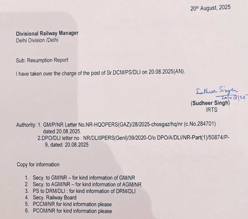 RAILWHISPERS (@railwhispers) on Twitter photo “Two of the #Union_office_bearers—whose names were mentioned in the complaint of #SrDCM—has been #suspended. #Transfer of SrDCM has nothing to do with this incident. It was already in pipeline”, this is the official statement of <a href="/RailwayNorthern/">Northern Railway</a>..
<a href="/RailMinIndia/">Ministry of Railways</a> <a href="/AshwiniVaishnaw/">Ashwini Vaishnaw</a> “Two of the #Union_office_bearers—whose names were mentioned in the complaint of #SrDCM—has been #suspended. #Transfer of SrDCM has nothing to do with this incident. It was already in pipeline”, this is the official statement of <a href="/RailwayNorthern/">Northern Railway</a>..
<a href="/RailMinIndia/">Ministry of Railways</a> <a href="/AshwiniVaishnaw/">Ashwini Vaishnaw</a>