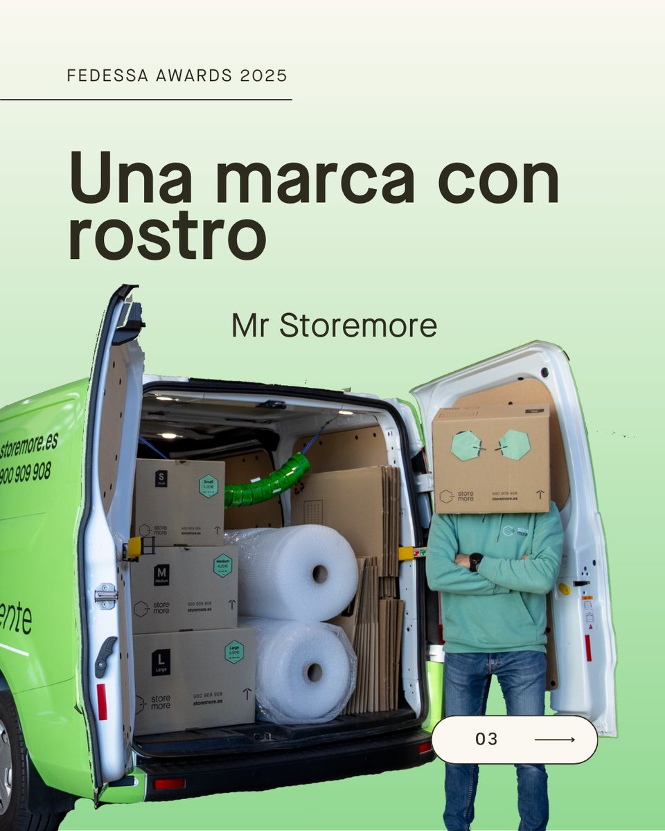 StoremoreES's tweet image. +65% de españoles aún desconoce el self storage (AESS). En Storemore decidimos emocionar antes que explicar: 🎨 mural con Boa Mistura y 📦 Mr. Storemore como embajador. Más que visibilidad, hemos creado identidad y conexión. Rumbo a Dublín 🇮🇪 #FEDESSAAwards