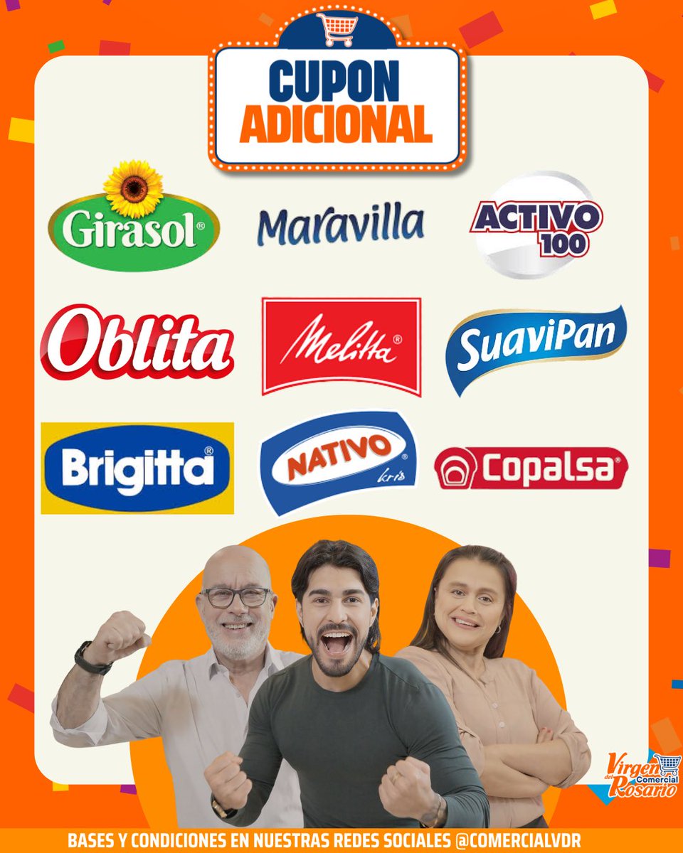 🛒✨ ¡Tus compras valen más! ✨🛒
Con estos productos seleccionados, llevás cupones adicionales para nuestras grandes promociones 🎁
¡Sumá más chances y no te quedes afuera!

📍 Solo en Comercial Virgen del Rosario
⏳ ¡Promoción por tiempo limitado!

#CuponesAdicionales #Ahorro