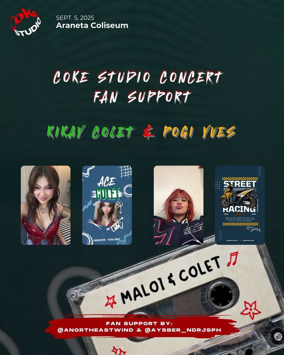 COKE STUDIO CONCERT FAN SUPPORT

Kikay Colet x Pogi Yves pcs

fan support by: <a href="/aysber_ndrjsph/">Andreiii💫</a> &amp; <a href="/anortheastwind/">angelnot</a>
designed by: <a href="/anortheastwind/">angelnot</a>

✿ like &amp; rt(show on dday)
✿ strictly 1:1 ratio(limited qty)
✿ time &amp; loc: tba
✿ will go on priv on dday
✿ open for on the spot trades