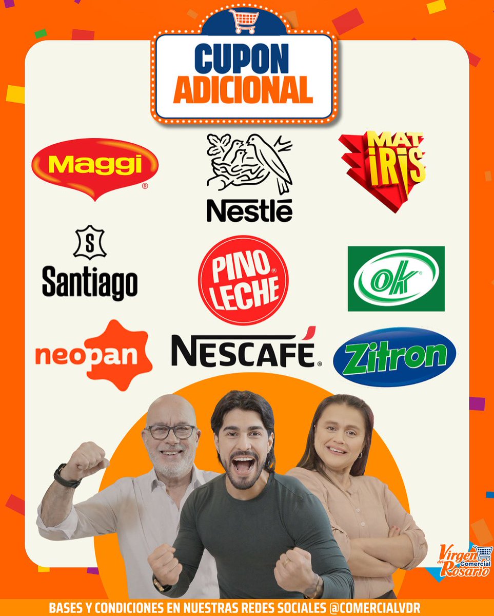 🛒✨ ¡Tus compras valen más! ✨🛒
Con estos productos seleccionados, llevás cupones adicionales para nuestras grandes promociones 🎁
¡Sumá más chances y no te quedes afuera!

📍 Solo en Comercial Virgen del Rosario
⏳ ¡Promoción por tiempo limitado!

#CuponesAdicionales #Ahorro