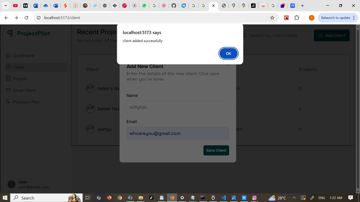 hiidev01's tweet image. client creation page✅ add client by filling out the form, then updating the client table

any feedback dev or additional tips?

#webdesigner #webdevoloper #webdevevelopment #applications #application #letsconnect
