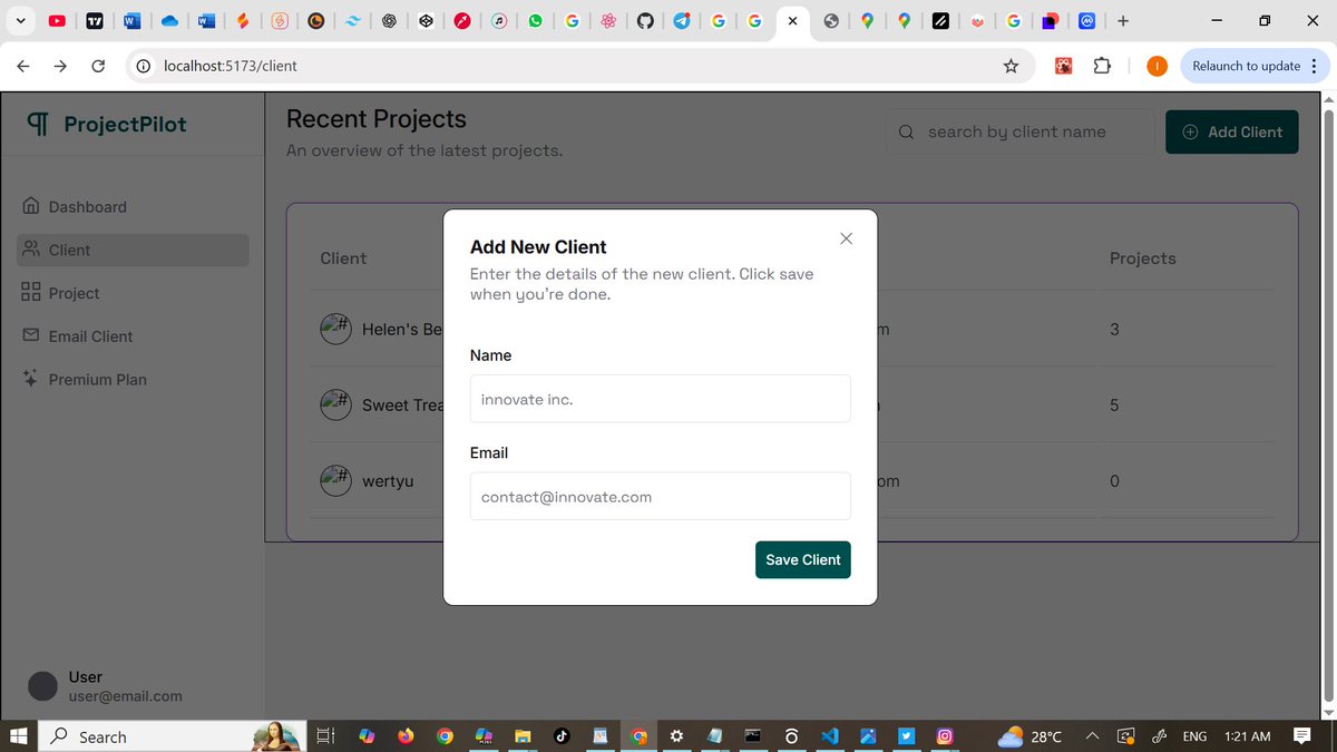 hiidev01's tweet image. client creation page✅ add client by filling out the form, then updating the client table

any feedback dev or additional tips?

#webdesigner #webdevoloper #webdevevelopment #applications #application #letsconnect