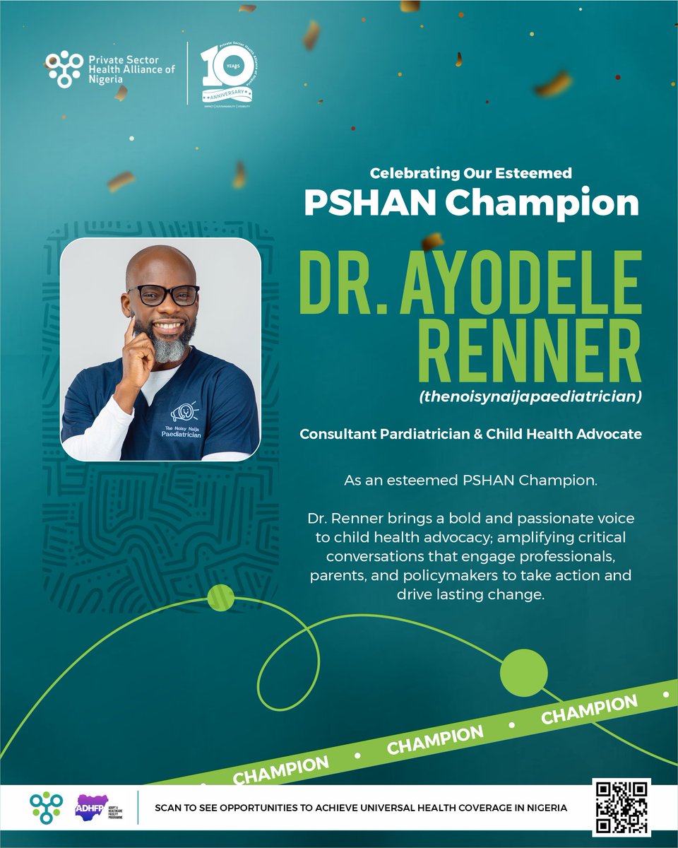 PSHAN (@pshan_alliance) on Twitter photo PSHAN Volunteer Spotlight
Celebrating Dr. Ayodele Renner, <a href="/ayodelerenner/">Ayo Renner</a> Our newest PSHAN Champion.🎉
With his passion for child health and vibrant advocacy, we’re looking forward to a purposeful and impactful journey together.
#PSHANChampion #HealthForAll #PitchInWithPSHAN PSHAN Volunteer Spotlight
Celebrating Dr. Ayodele Renner, <a href="/ayodelerenner/">Ayo Renner</a> Our newest PSHAN Champion.🎉
With his passion for child health and vibrant advocacy, we’re looking forward to a purposeful and impactful journey together.
#PSHANChampion #HealthForAll #PitchInWithPSHAN